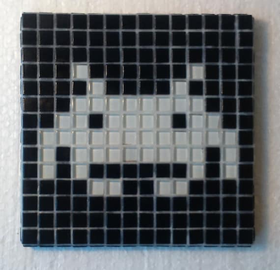 Original Space Invaders Mosaic Wall Art; Set of Six; Vintage