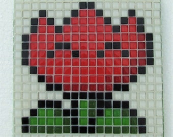 Super Mario powerup; handmade mosaic wall art; glass mosaic wall art; retro vintage video games;