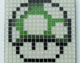 Super Mario powerup; handmade mosaic wall art; glass mosaic wall art; retro vintage video games;