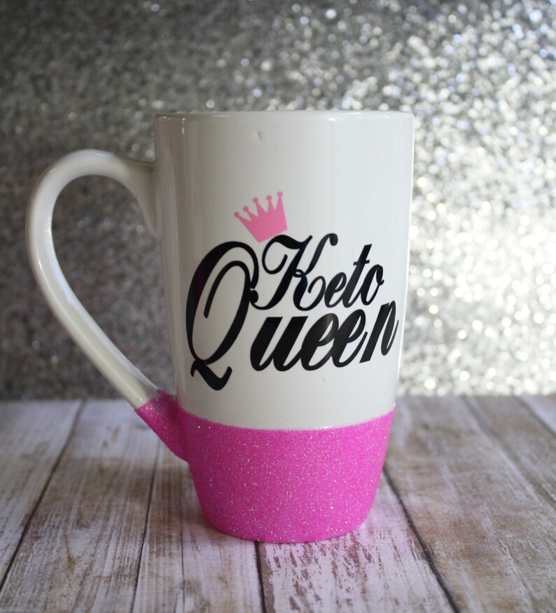 Keto Queen Glitter Mug Ketogenic Diet LCHF Coffee Cup Ceramic Etsy