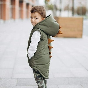 Khaki kids vest, Preppy clothes for kids, Dinosaur kids clothes, Modern kids clothes, rain jacket kids, dinosaur birthday, Dragon Costume