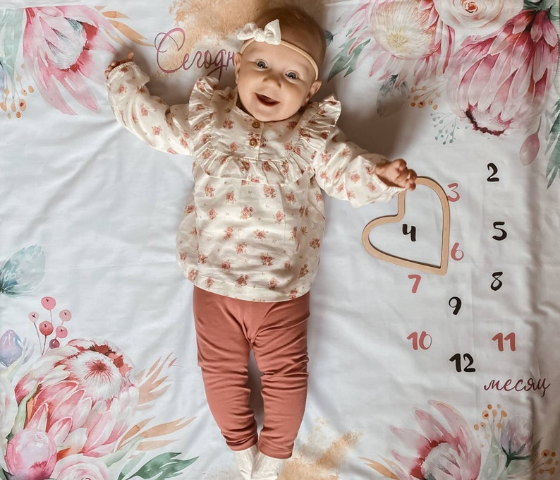 Milestone Blanket Gender Neutral Photo Backdrop Personalized Etsy