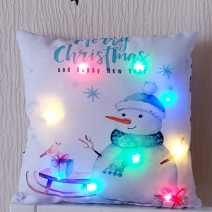 Christmas Pillow Night Light, LED Christmas Pillow, Luminous cushion pillow, Night light pillow,christmas pillow covers, Сhristmas gift, Led