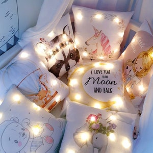 Night light pillow, Kids Bedroom Decor, Decorative pillow, Throw Pillow, Night lamp, Montessori beby, Unicorn pillow, Luminous pillow