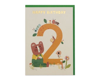 Cute bear age 2 'Happy Birthday' card