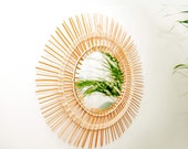 Vintage style rattan mirror