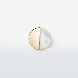 Half Moon Marble and Brass Cabinet Knobs| Split Stone Drawer Pulls Modern Geometric Hardware for Dressers| Kitchen Cabinets and Vanities