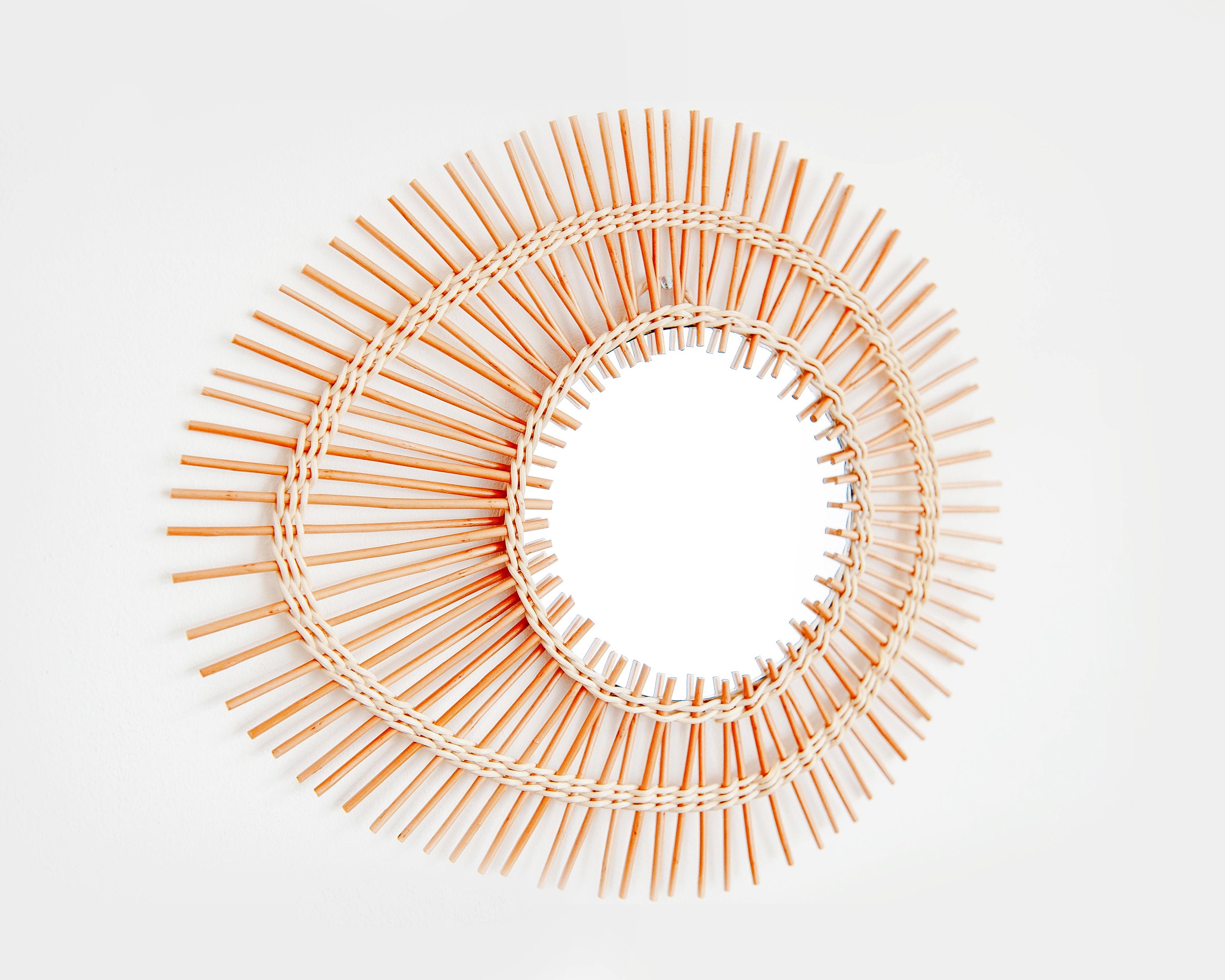 Vintage Style Rattan Mirror Oval Etsy