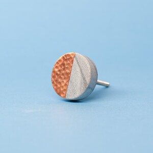 Hammered Copper and Grey Stone Cabinet Knobs Half Moon Drawer Pulls Geometric Marble Hardware for Kitchen Cabinets Dressers and Vanities