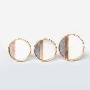 Pink & Grey Marble Door Knob | Golden Brass Rimmed Cabinet Knob | Solid Stone Cupboard Handle | Luxury Furniture Pulls
