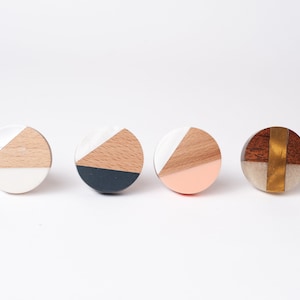 Nordic Natural Door Knob -Scandinavian Wooden Door Handle with white, grey and peach accents