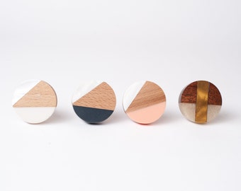 Nordic Natural Deurknop - Scandinavische houten deurklink met witte, grijze en perzikkleurige accenten