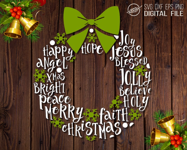 Download Christmas wreath SVG cut file | Etsy