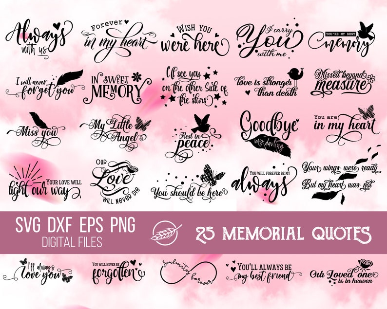 Download Memorial quotes bundle with 25 beautiful quotes SVG cut ...