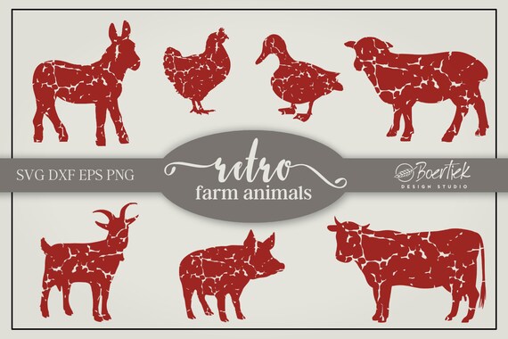 Download Retro Farm Animals Svg Cut Files Etsy