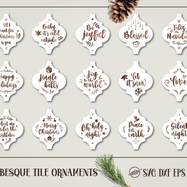 Arabesque tiles Christmas ornaments 3, digital file for cutting machines, instand download