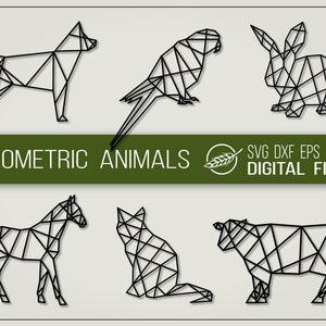 Geometric animal bundle digital download svg dxf eps png cut files for cutting machines geometric dog parrot rabbit horse cat cow designs