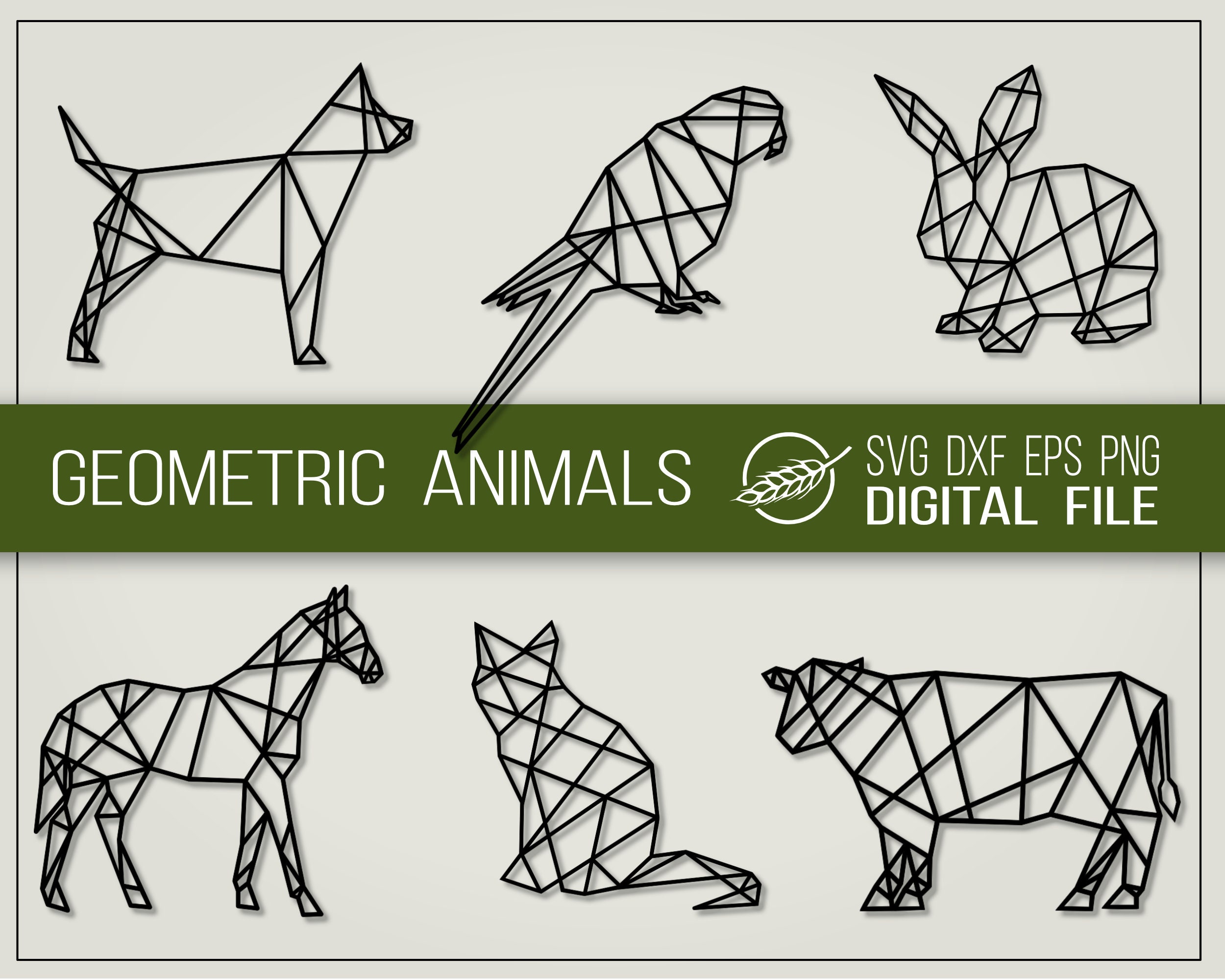 Geometric Animals - Etsy Israel Geometric Animals - Etsy Israel