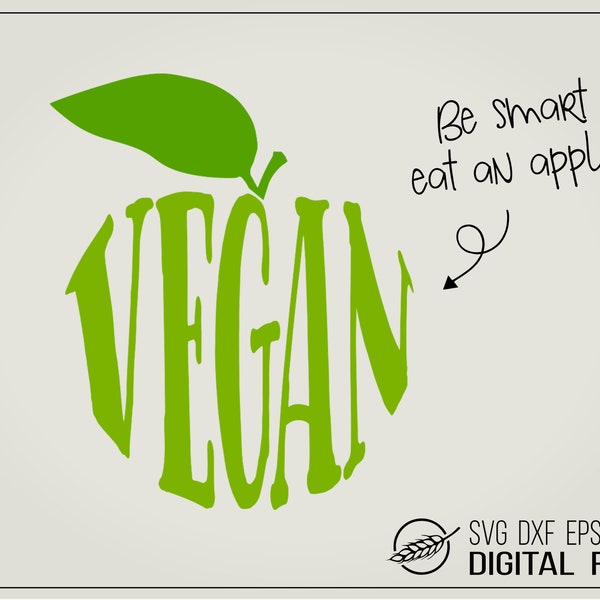 Vegan apple digital svg dxf eps png cut file no meat vegetarian vegetables fruit appletree go green design for cutting machines