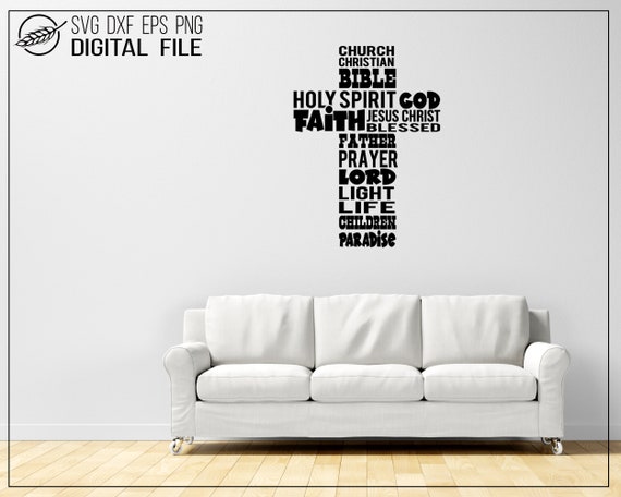 Download Free Cross With Religious Words Christian Digital Svg Dxf Eps Png Etsy SVG Cut Files