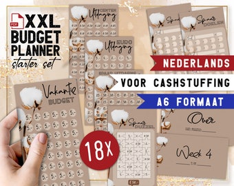 XXL Budget planner Starter set PDF download | Nederlands | Geschikt voor A6 Budgetplanner | Cashstuffing | Spaarchallenges en spaardoelen