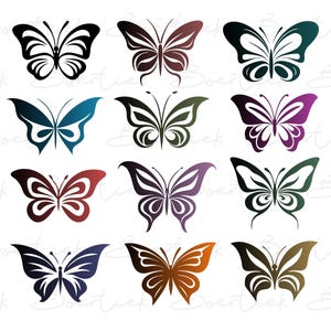 Bundle of 12 butterflies SVG file for cutting machines, instant download