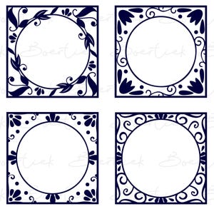 4 Typical Dutch tiles for your own quotes, file for cutting machines svg/dxf/eps/png, instand download