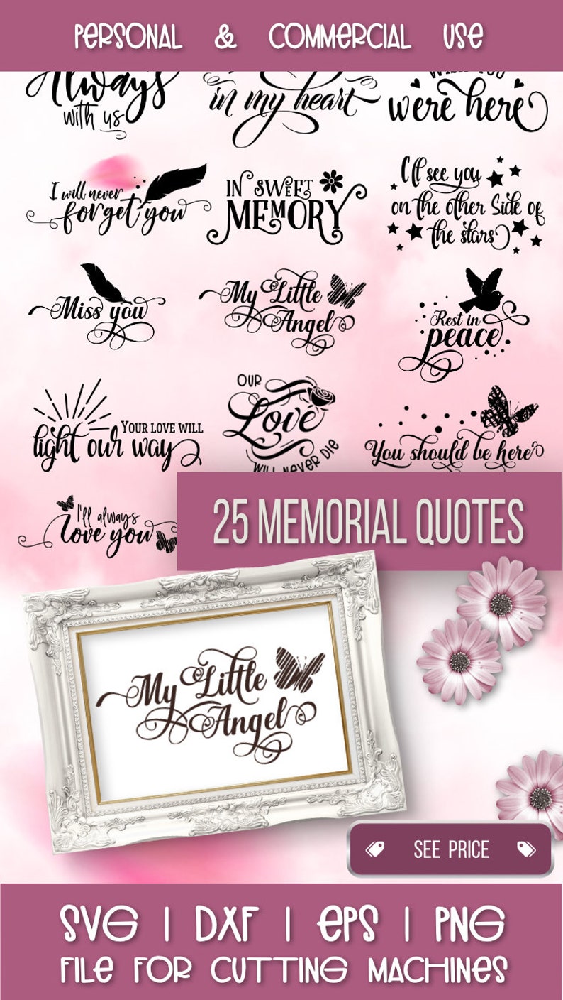 Download Memorial quotes bundle with 25 beautiful quotes SVG cut files | Etsy