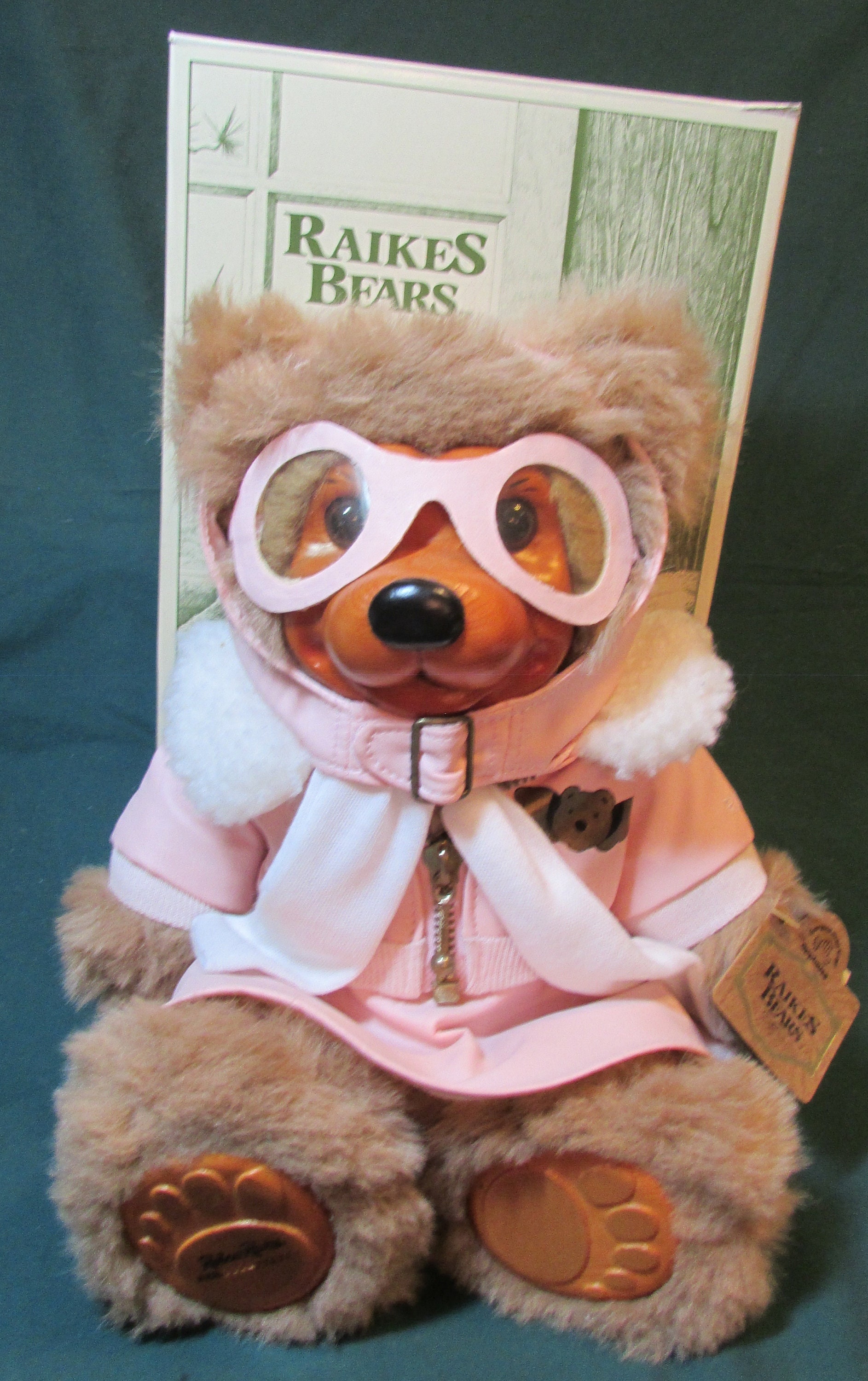 RARE Robert Raikes Jester Teddy Bear Clown With Mini Bear White Wooden