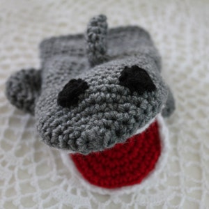 shark hand puppet, hand crochet