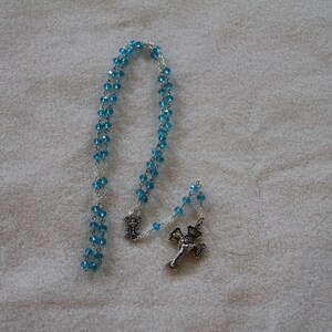Rosary Beads First Communion Blue Crystal