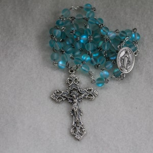 Rosary Beads, Miraculous Medal  with Beautiful Blue Beads