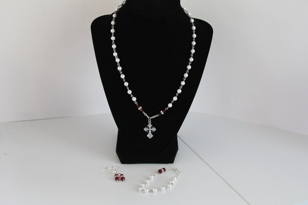 Ruby Shell Pearl Shell and Ruby Jewelry Set - Etsy UK
