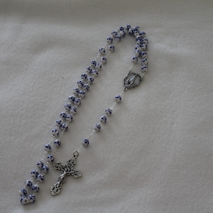 Rosary Beads, Our Lady of Fatima, Blue Flower Rosary