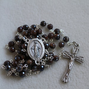 Rosary Beads, Holy Rosary Beads, 6mm Yellow Tiger Eye Rosary Beads