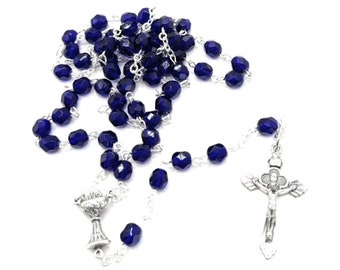 Rosario de Primera Comunión de 6 mm en color azul real