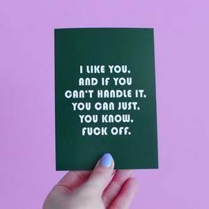 Peep Show Je t'aime bien et si tu n'y arrives pas, tu peux... Tu sais, va te faire foutre. Carte de voeux A6 avec enveloppe Série TV Comédie