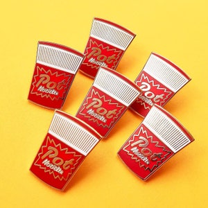Pot Noodle Beef and Tomato Hard Enamel Pin - Instant Cup Noodles Snack Flair - Junk Food Badge
