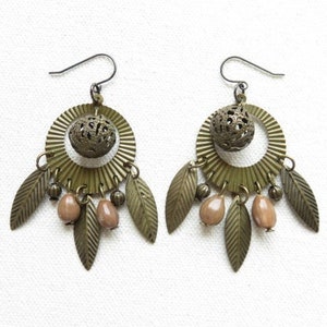 bronze feathers earrings
