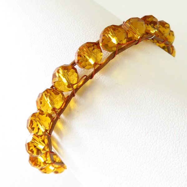 Bracelet wrap en perles ocre jaune réf.17507