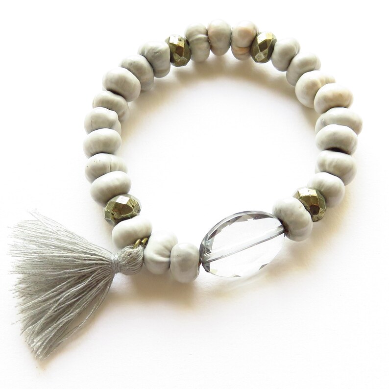 pompom gray bracelet image 2