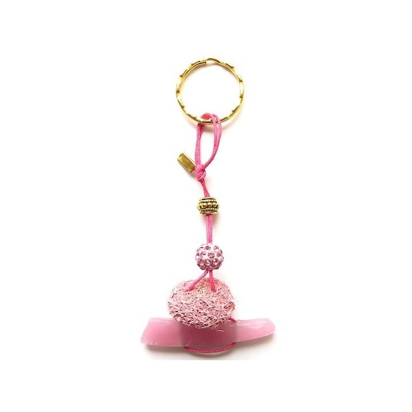 Porte-clefs pelote d'algues perle rose réf. 17558