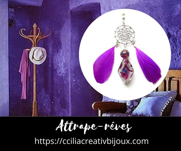 Attrape-Rêves Plumes Violet Réf.17637