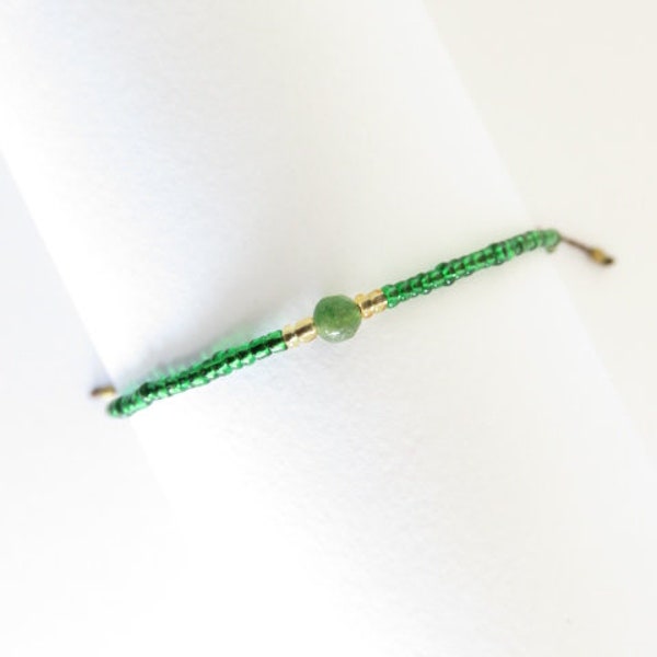 Bracelet perle de rocailles vert réf. 241110