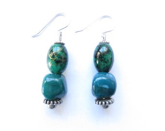 Pendientes de perlas verdes inglesas ref.18736