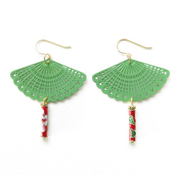 Boucles d’oreilles éventails perles cloisonnées