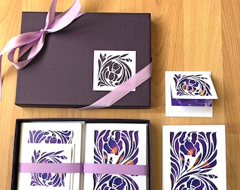 Purple Iris Laser Cut Cards Boxed Gift Set