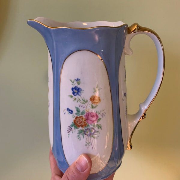 Cmielow Poland hand painted flower pattern porcelain pitcher - summer brunch service - Mother's Day gift shabby chic // Made in Poland