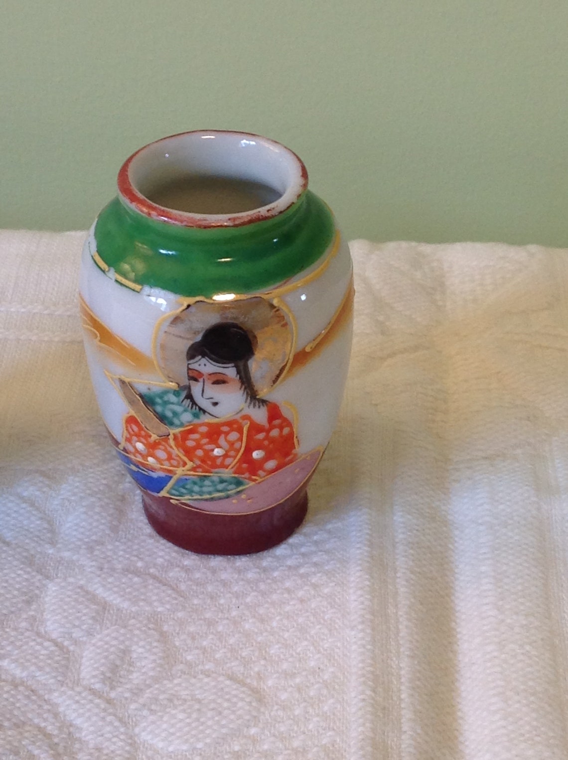 Occupied Japan Porcelain miniature vases dragon geisha hand Etsy