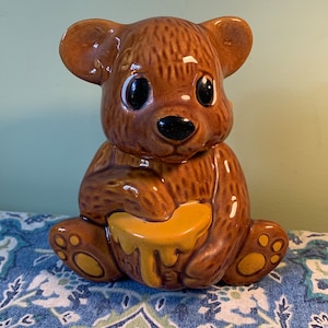VTG teddybeer honingpot porselein - ontbijtservice - collectie - bijenliefhebber - lunch - theetijd - koffietijd // Made in Taiwan